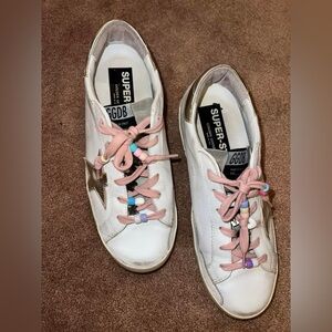 Golden Goose Women’s Super-Star Bead Lace Sneakers White Gold